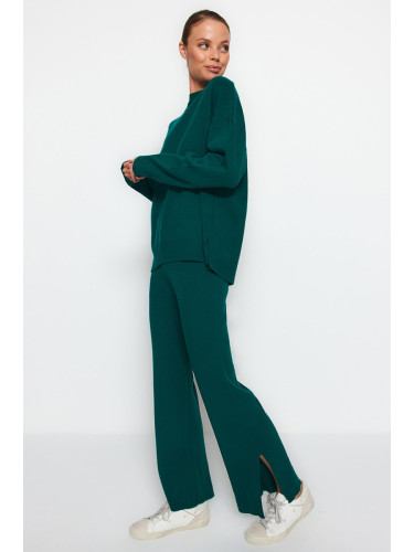 Trendyol Emerald Green Wide Fit Basic Knitwear Top and Bottom Set with Trousers