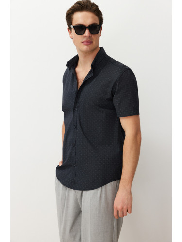 Trendyol Black Patterned Short Sleeve Slim Shirt