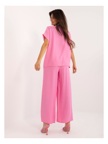 Pink summer set with wide trousers