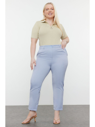 Trendyol Curve Gray Basic Cigarette Woven Slim Leg Plus Size Fabric Trousers