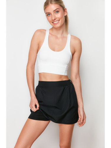 Trendyol Black Parachute Fabric Knitted Sports Shorts Skirt with 2-Layer Pockets and Shorts Inside