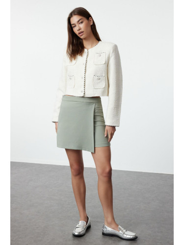 Trendyol Light Khaki Double Breasted Woven Shorts Skirt