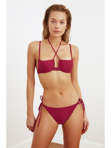 Trendyol Claret Red Bikini Bottoms With Tie Detailed