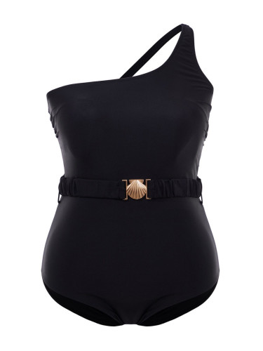 Trendyol Curve Black One Shoulder Swimsuit with Accessories & Belt