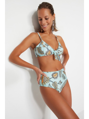 Trendyol Floral Printed High Waist Bikini Bottoms