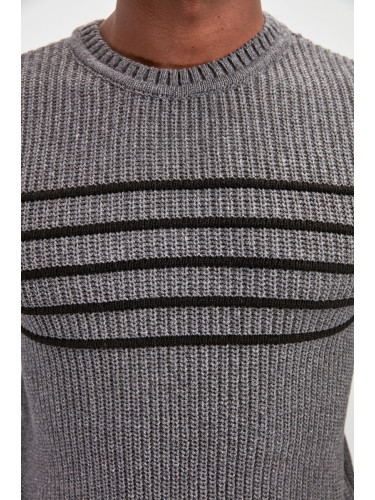 Trendyol Gray Men's Crew Neck Long Sleeve Sweater