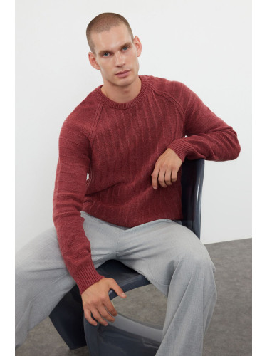Trendyol Dusty Rose Regular Crew Neck Textured Knitwear Sweater