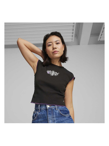 ДАМСКА ТЕНИСКА PUMA X X-GIRL 62470501 RIBBED SLIM TEE ЧЕРНА