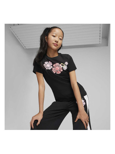 ДЕТСКА ТЕНИСКА ЗА МОМИЧЕ PUMA 62444301 CLASSICS SNFLR LOGO TEE G ЧЕРНА