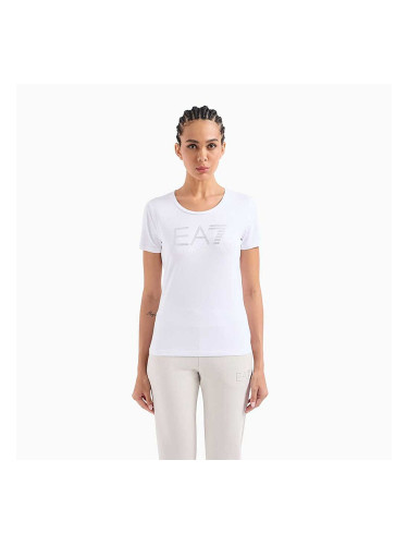 ДАМСКА ТЕНИСКА EA7 EMPORIO ARMANI 3DTT21 TRAIN LOGO SERIES W TEE SS FANCY STRASS БЯЛА