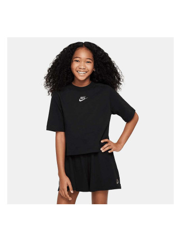 ДЕТСКА ТЕНИСКА ЗА МОМИЧЕ NIKE NSW SS TOP JSY LBR ЧЕРНА