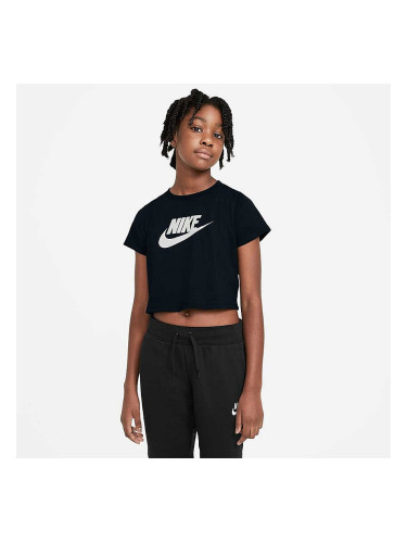 ДЕТСКА ТЕНИСКА ЗА МОМИЧЕ NIKE NSW TEE CROP FUTURA ЧЕРНА