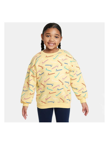 ДЕТСКА БЛУЗА ЗА МОМИЧЕ NIKE G SWOOSH LOGO BF CREW ЖЪЛТА
