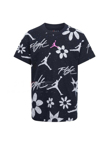 ДЕТСКА ТЕНИСКА ЗА МОМИЧЕ NIKE JORDAN ESSENTAILS AOP SS TEE ЧЕРНА