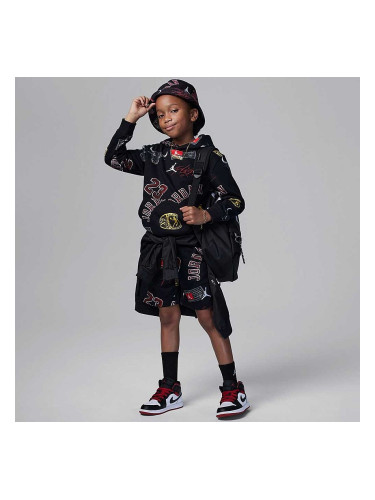 ДЕТСКИ СУИТШЪРТ ЗА МОМЧЕ NIKE JORDAN MJ ESSENTIALS FT AOP PO ЧЕРЕН