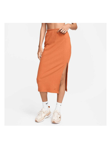 ДАМСКА ПОЛА NIKE NSW CHLL KNT RIB MD SKIRT ОРАНЖЕВО-КАФЯВА
