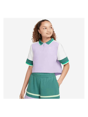 ДЕТСКА ТЕНИСКА ЗА МОМИЧЕ NIKE NSW SS CROP TOP NVLTY CAPS ЛИЛАВА