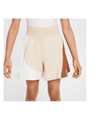 ДЕТСКИ КЪСИ ПАНТАЛОНИ ЗА МОМИЧЕ NIKE NSW SHORT JSY NVLTY БЕЖОВИ/КАФЯВИ