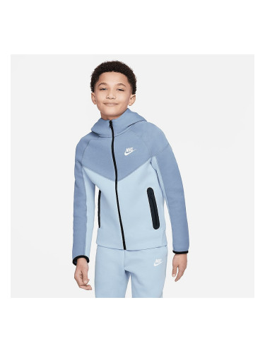 ДЕТСКО ГОРНИЩЕ ЗА МОМЧЕ NIKE NSW TECH FLC FZ СИВО/СВЕТЛОСИНЬО