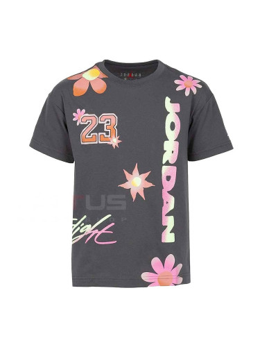 ДЕТСКА ТЕНИСКА ЗА МОМИЧЕ NIKE G DELORIS JORDAN SS TEE ТЪМНОСИВА