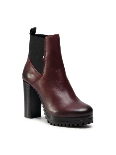 Боти Tommy Jeans Essential Cleated Heeled Boot EN0EN01075 Бордо