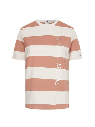 Tommy Hilfiger T-Shirt - REGULAR RUGBY STP C-NK TEE SS brown