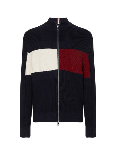 Tommy Hilfiger Sweater - CHEST COLORBLOCK STRIPED ZIP THR blue