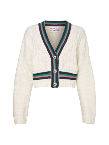 Tommy Hilfiger Cardigan - ICON CABLE V-NK CARDIGAN white