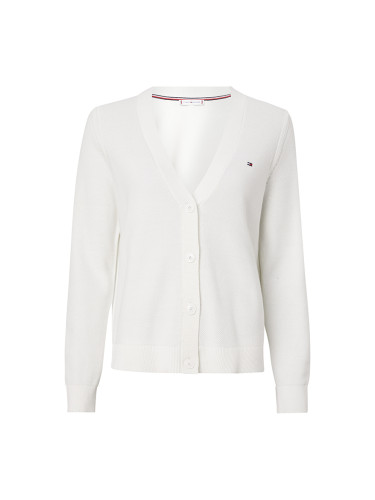 Tommy Hilfiger Cardigan - ORG CO TEXTURE V-NK CARDIGAN white