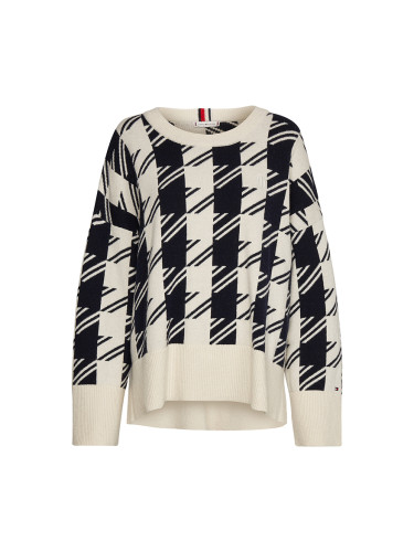 Tommy Hilfiger Sweater - HOUNDSTOOTH RELAXED C-NK SWEATER white