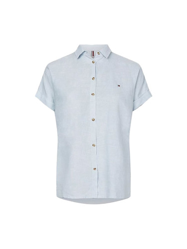 Tommy Hilfiger Shirt - LINEN RELAXED SHIRT SS blue