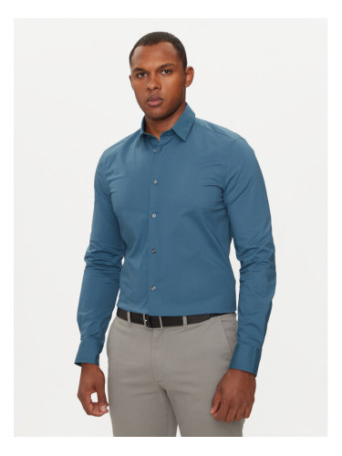 Sisley Риза 5CNX5QL19 Син Slim Fit