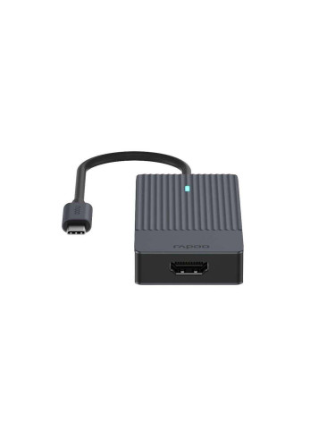 4-портов хъб Rapoo 4 в 1, 2 x USB-A, 1 x USB-C, 1 x HDMI, Черен