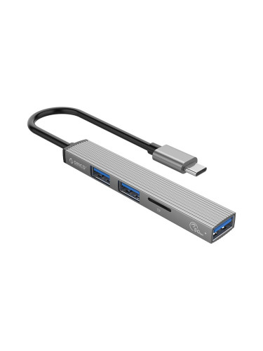 Orico хъб USB3.0/2.0 HUB 3 port + card reader TYPE C, Aluminum - AH-12
