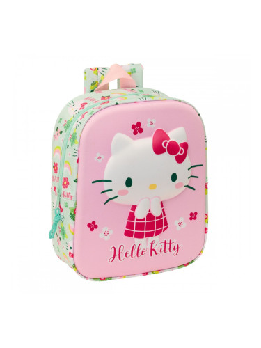 Училищна чанта Hello Kitty Зелен Розов 22 x 27 x 10 cm 3D