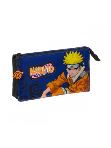 Троен Моливник Naruto Ninja Син Черен 22 x 12 x 3 cm