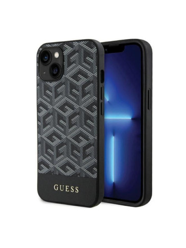 Оригинален кейс Guess GCube Stripes MagSafe, За iPhone 15 (6.1), Черен