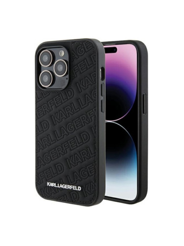 Оригинален кейс Karl Lagerfeld Quilted K Pattern, За iPhone 15 Pro (6.1), Черен