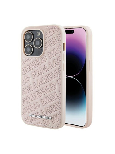 Оригинален кейс Karl Lagerfeld Quilted K Pattern, За iPhone 15 Pro (6.1), Розов