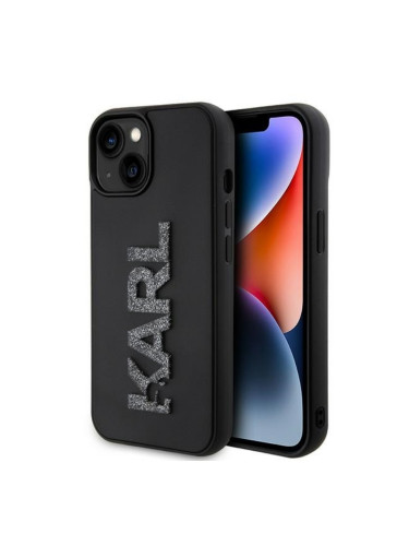 Оригинален кейс Karl Lagerfeld HC 3D Logo Glitter, За iPhone 15 (6.1), Черен