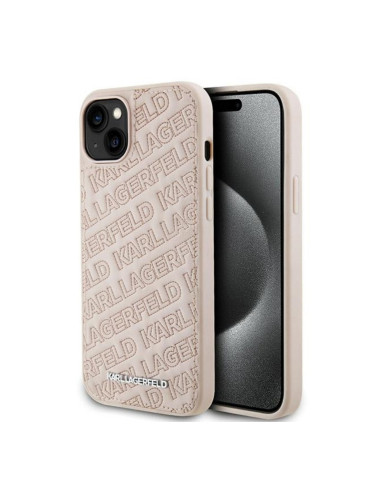 Оригинален кейс Karl Lagerfeld Quilted K Pattern, За iPhone 15 (6.1), Розов