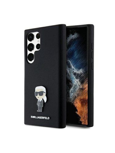 Оригинален кейс Karl Lagerfeld Silicone Ikonik Metal Pin, За Samsung Galaxy S24 Ultra (S928B), Черен