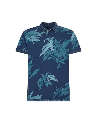 Tommy Hilfiger Polo shirt - PALM FLORAL PRINT REG POLO blue