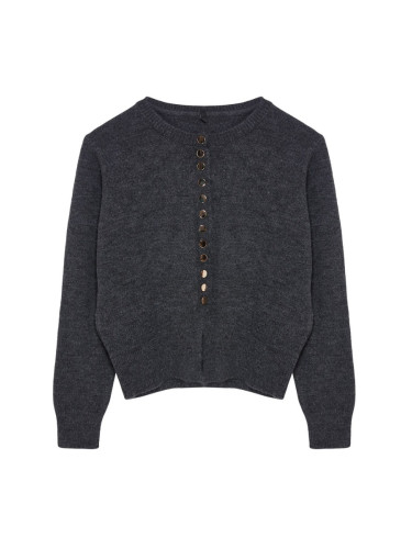 Trendyol Dark Gray Basic Buttoned Knitwear Cardigan