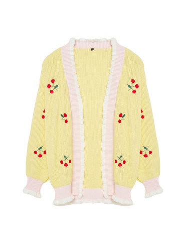 Trendyol Yellow Embroidered Knitwear Cardigan