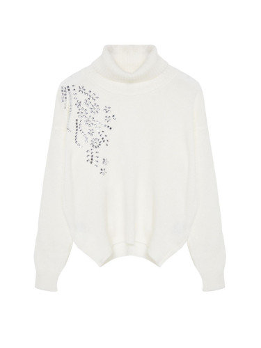 Trendyol Ecru Stone Detailed Turtleneck Knitwear Sweater