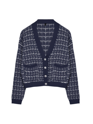 Trendyol Indigo Tweed Look Knitwear Cardigan