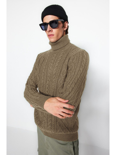 Trendyol Mink Slim Fit Turtleneck Hair Knitted Sweater