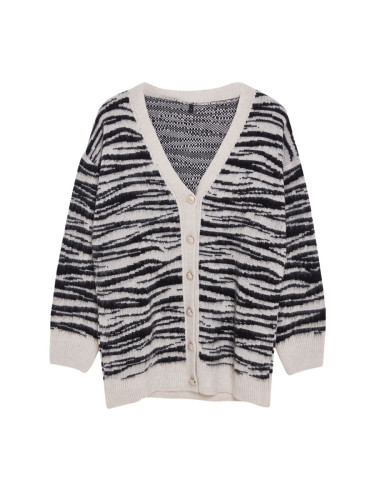 Trendyol Stone Soft Textured Animal Patterned Knitwear Cardigan