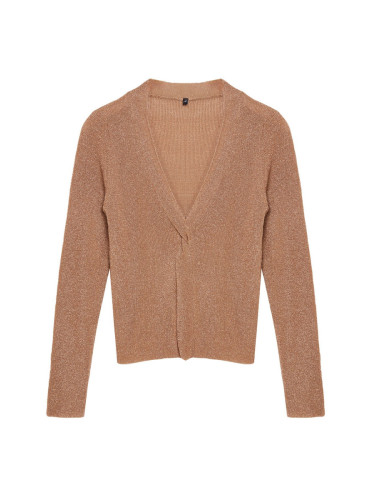 Trendyol Camel Glitter Slit Detailed Knitwear Sweater